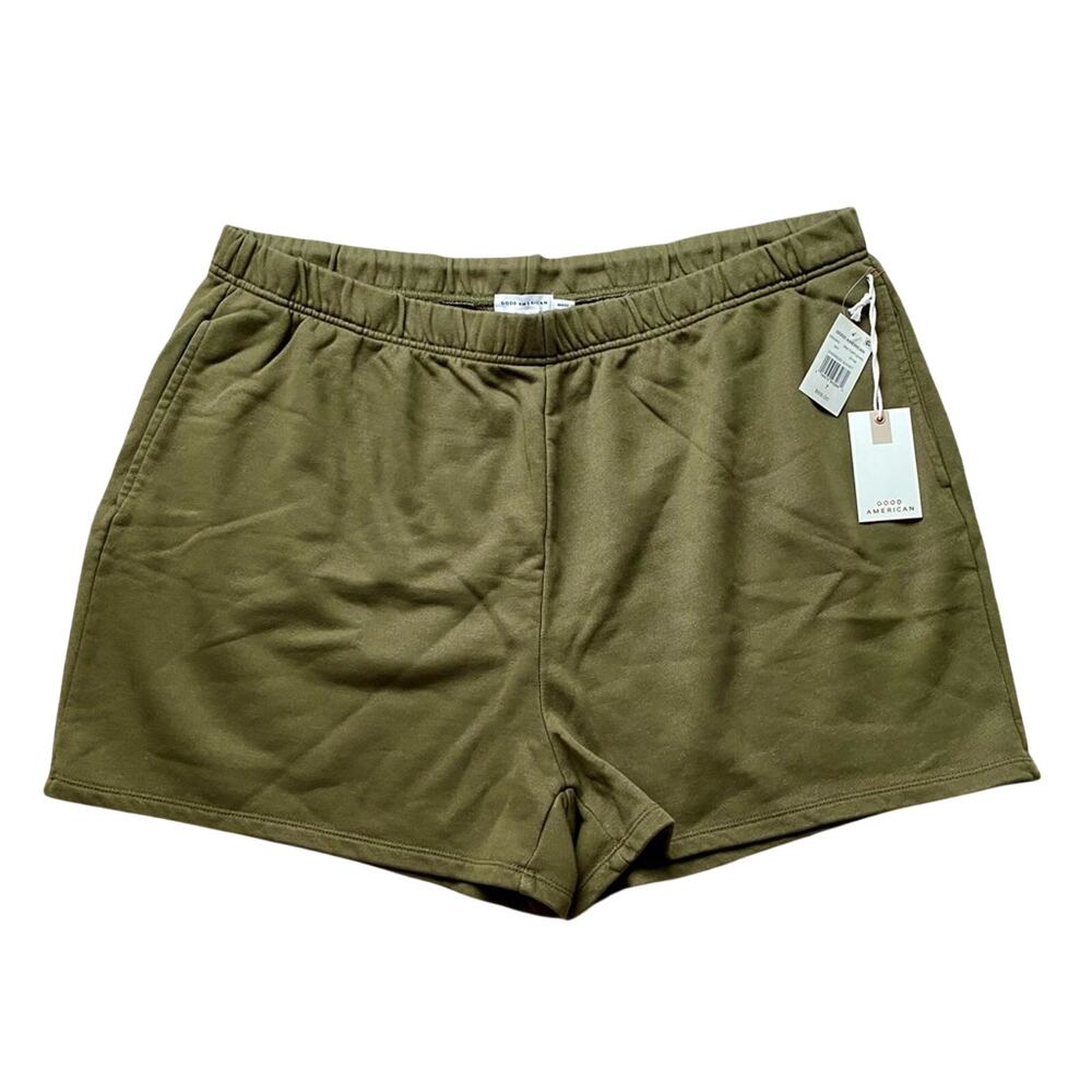 NWT Good American PLUS Casual Lounge Cozycore Cotton Blend Pull-on Pocket Shorts